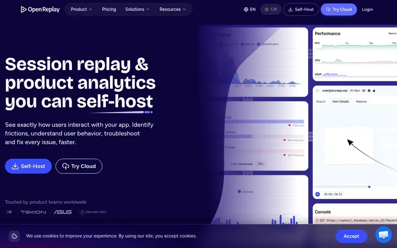 Screenshot of the OpenReplay homepage