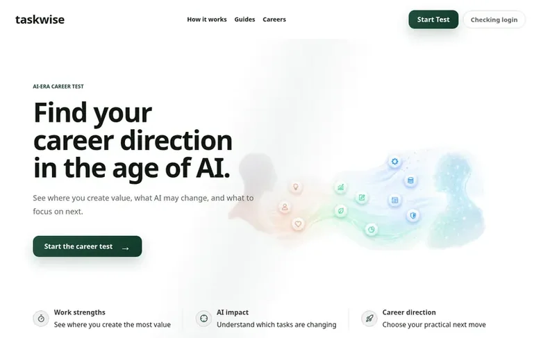 Screenshot of the Taskwise homepage