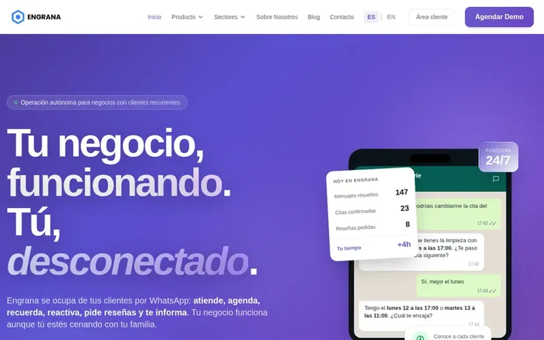 Screenshot of the Engrana homepage
