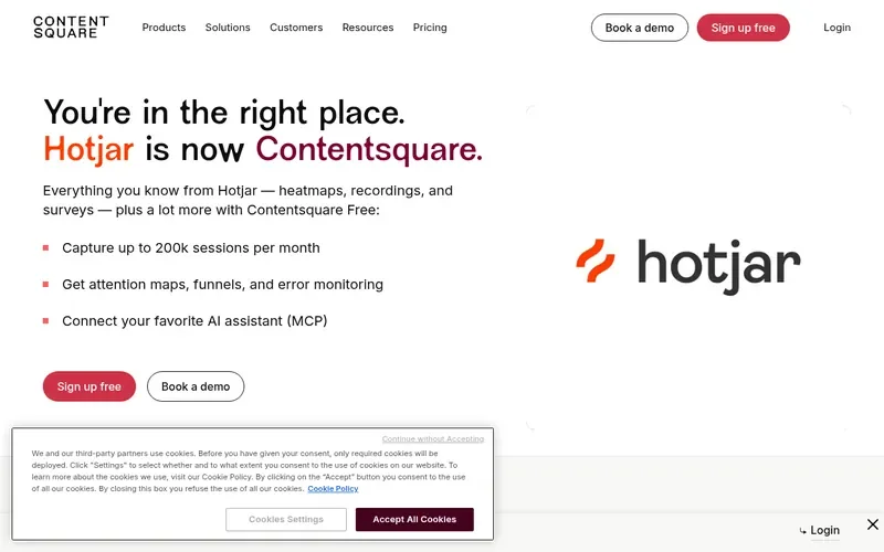 Screenshot of the Contentsquare homepage