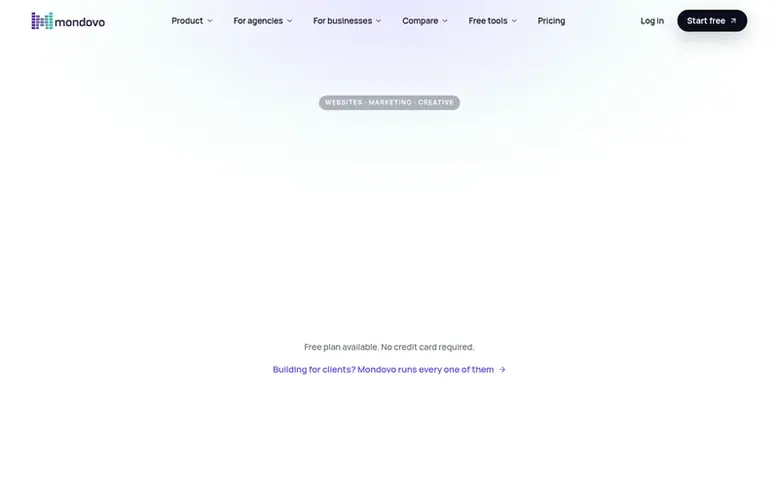 Screenshot of the Mondovo homepage