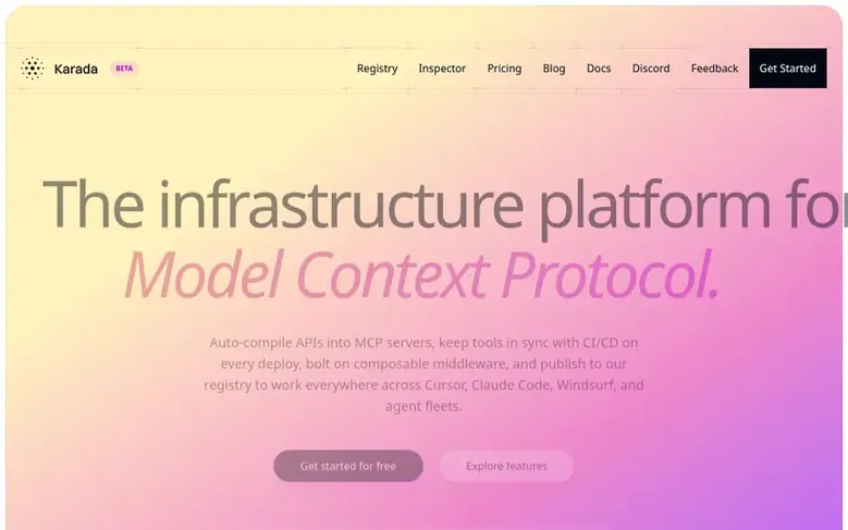 Screenshot of the Karada homepage