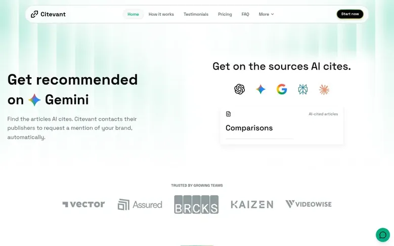 Screenshot of the Citevant homepage