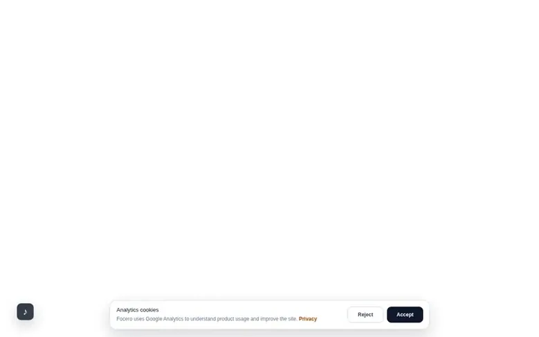 Screenshot of the Focero homepage