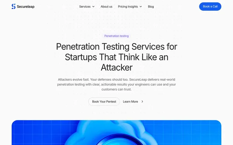 Screenshot of the SecureLeap homepage
