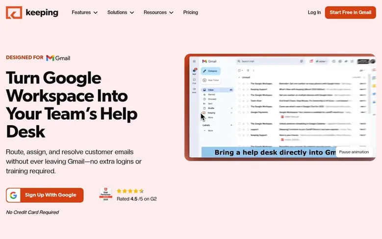 Screenshot of the Keeping homepage