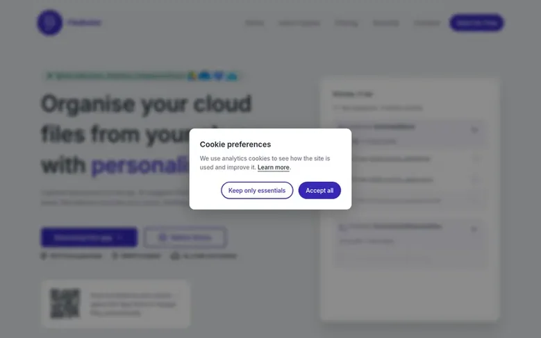 Screenshot of the FileButler homepage