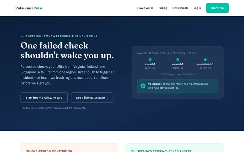 Screenshot of the Pulsecima Pulse homepage