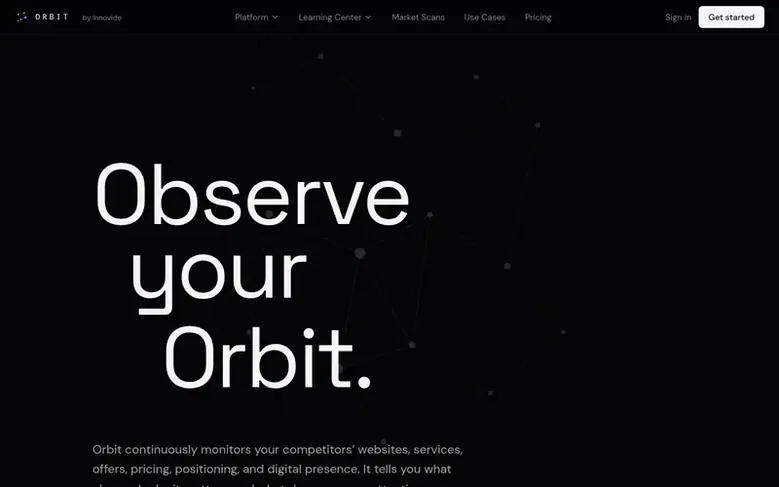 Screenshot of the Orbit homepage