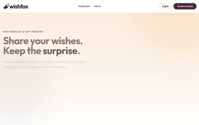 Screenshot of the Wishfox homepage