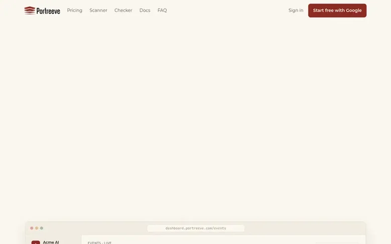Screenshot of the Portreeve homepage