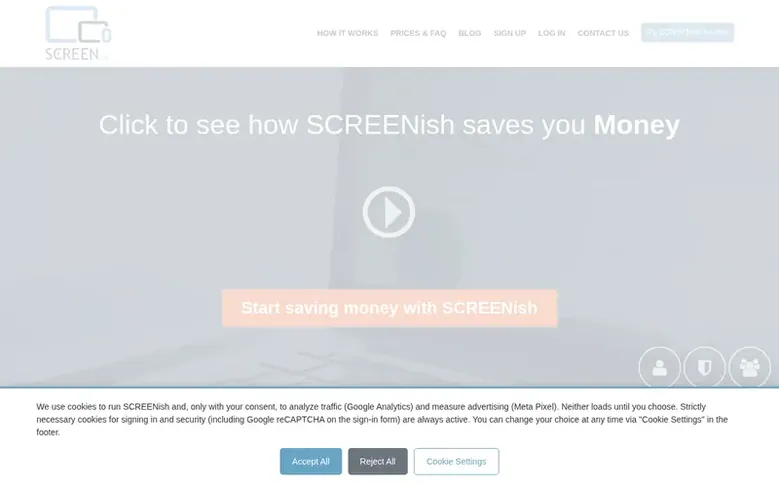 Screenshot of the SCREENish homepage