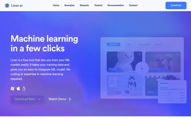 Screenshot of the Liner.ai homepage