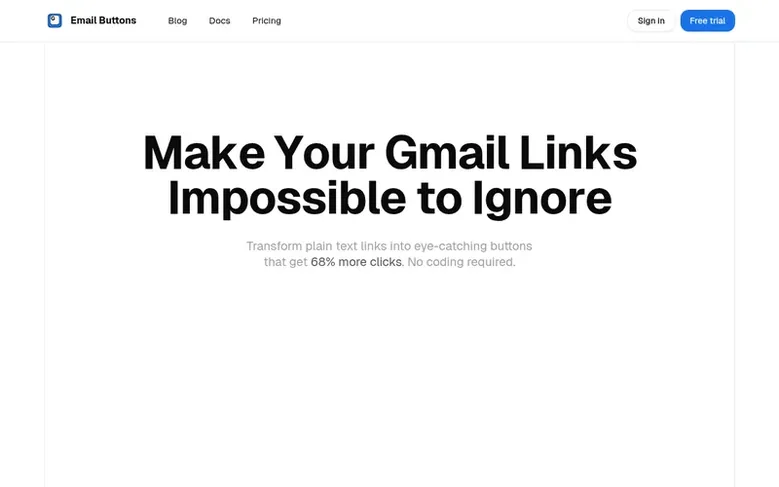Screenshot of the Email Buttons homepage