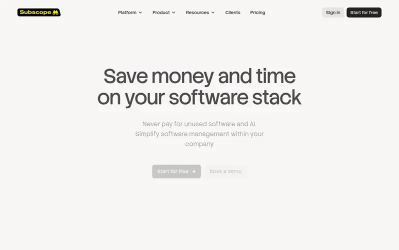 Screenshot of the Subscope homepage
