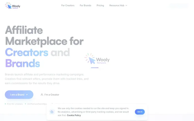 Screenshot of the Wooly Network homepage