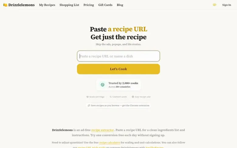 Screenshot of the Drizzlelemons homepage