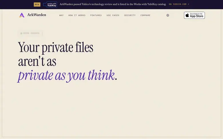 Screenshot of the ArkWarden homepage
