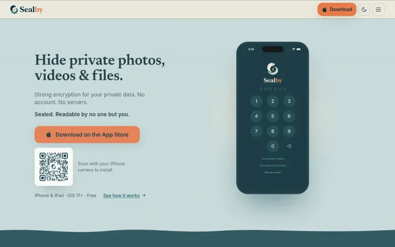 Screenshot of the Sealby homepage