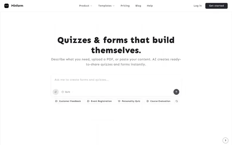 Screenshot of the Minform homepage