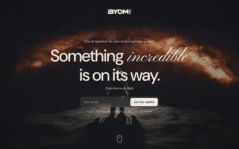 Screenshot of the BYOM homepage