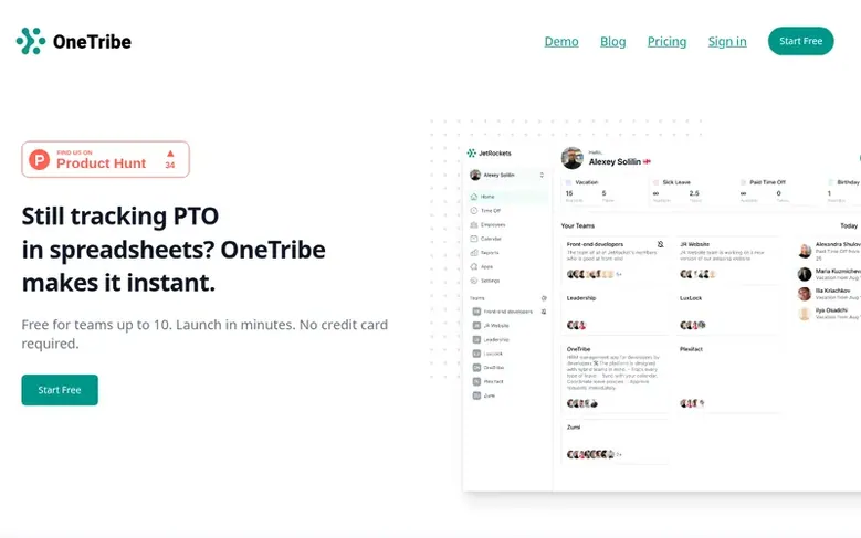 Screenshot of the OneTribe homepage